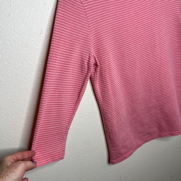 Talbots 100% Cotton Pink Stripe Long Sleeve Tee Medium - Picture 2 of 10